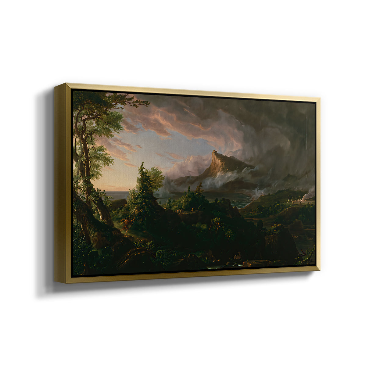 The Course of Empire: The Savage State, 1834 - Floater Framed Canvas Print
