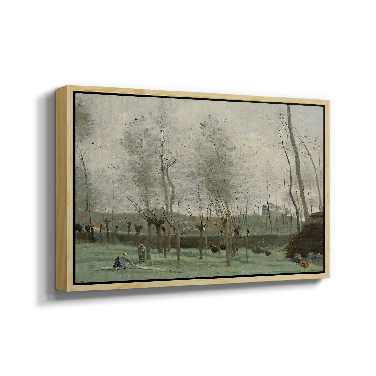 Washerwomen in a Willow Grove, c. 1871 - Floater Framed Canvas Print