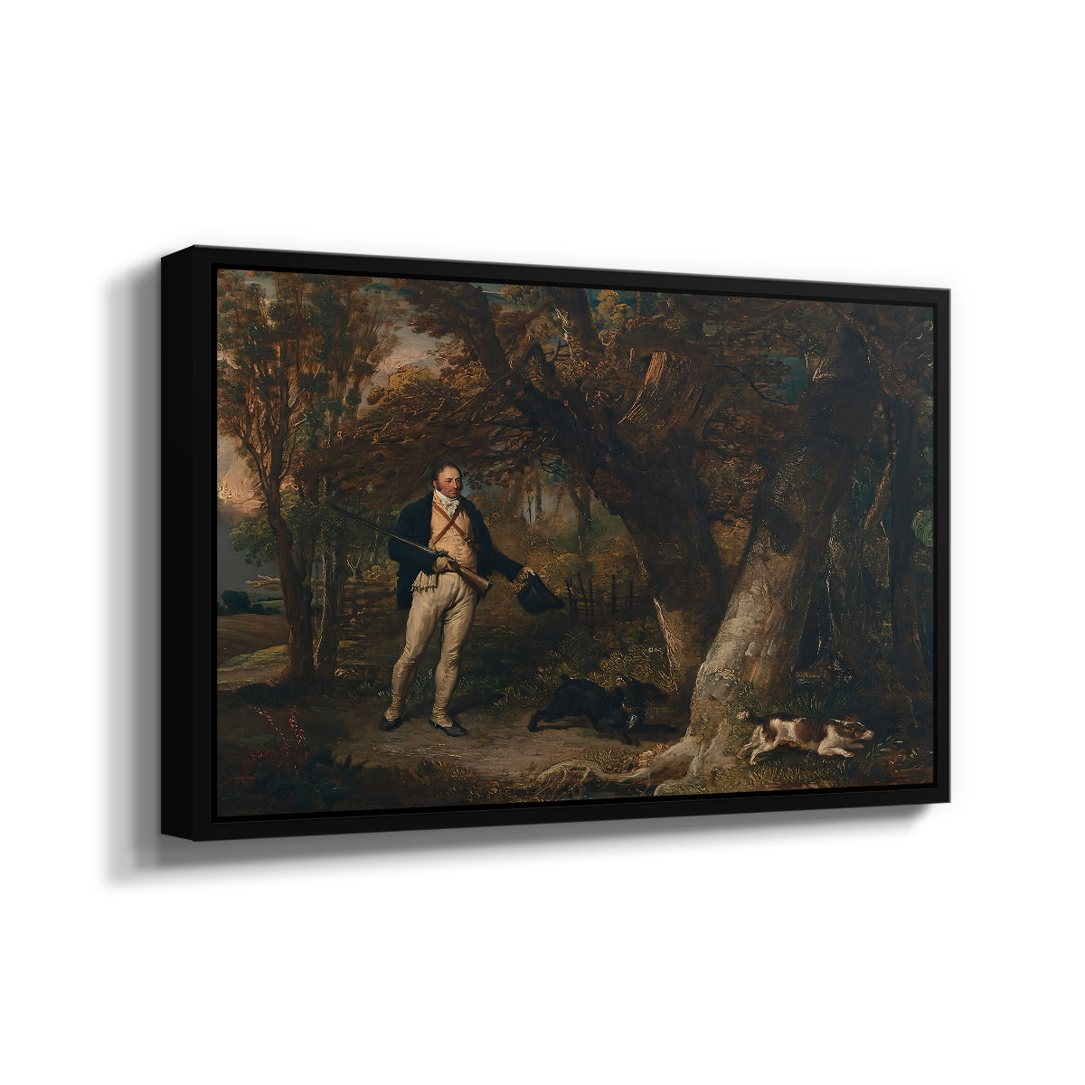 The Reverend Thomas Levett and Favourite Dogs, Cock-Shooting, 1811 - Floater Framed Canvas Print