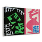 Canvas art print featuring a modernist composition with cut-out forms and strong contrast, displayed at an angle