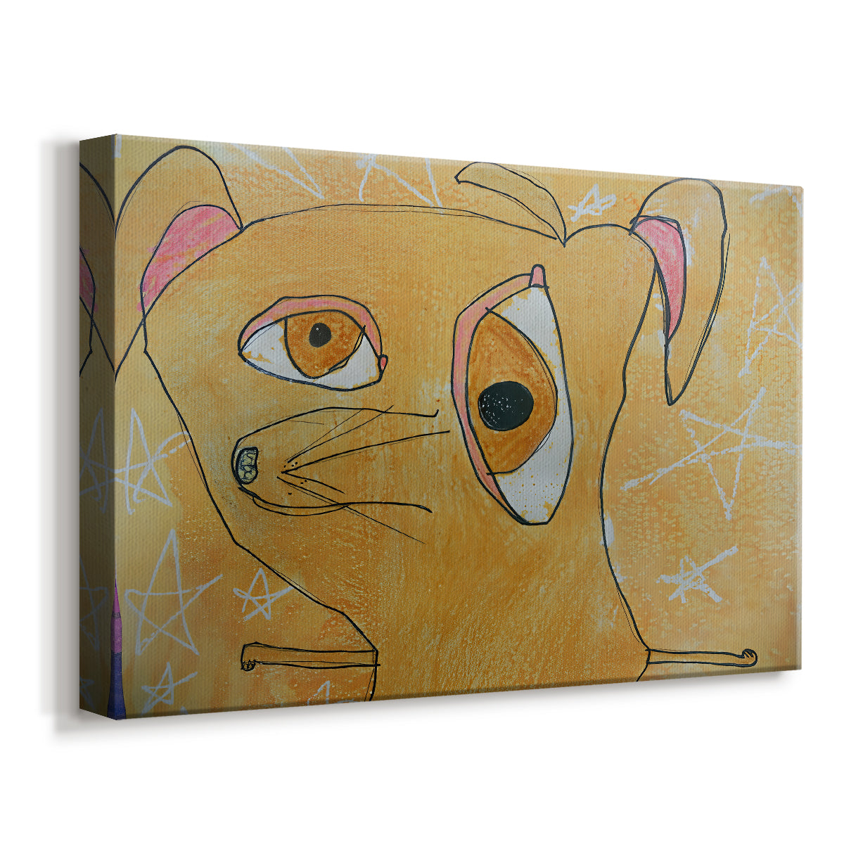 Canvas art print featuring a cubist animal with fragmented forms, displayed at an angle