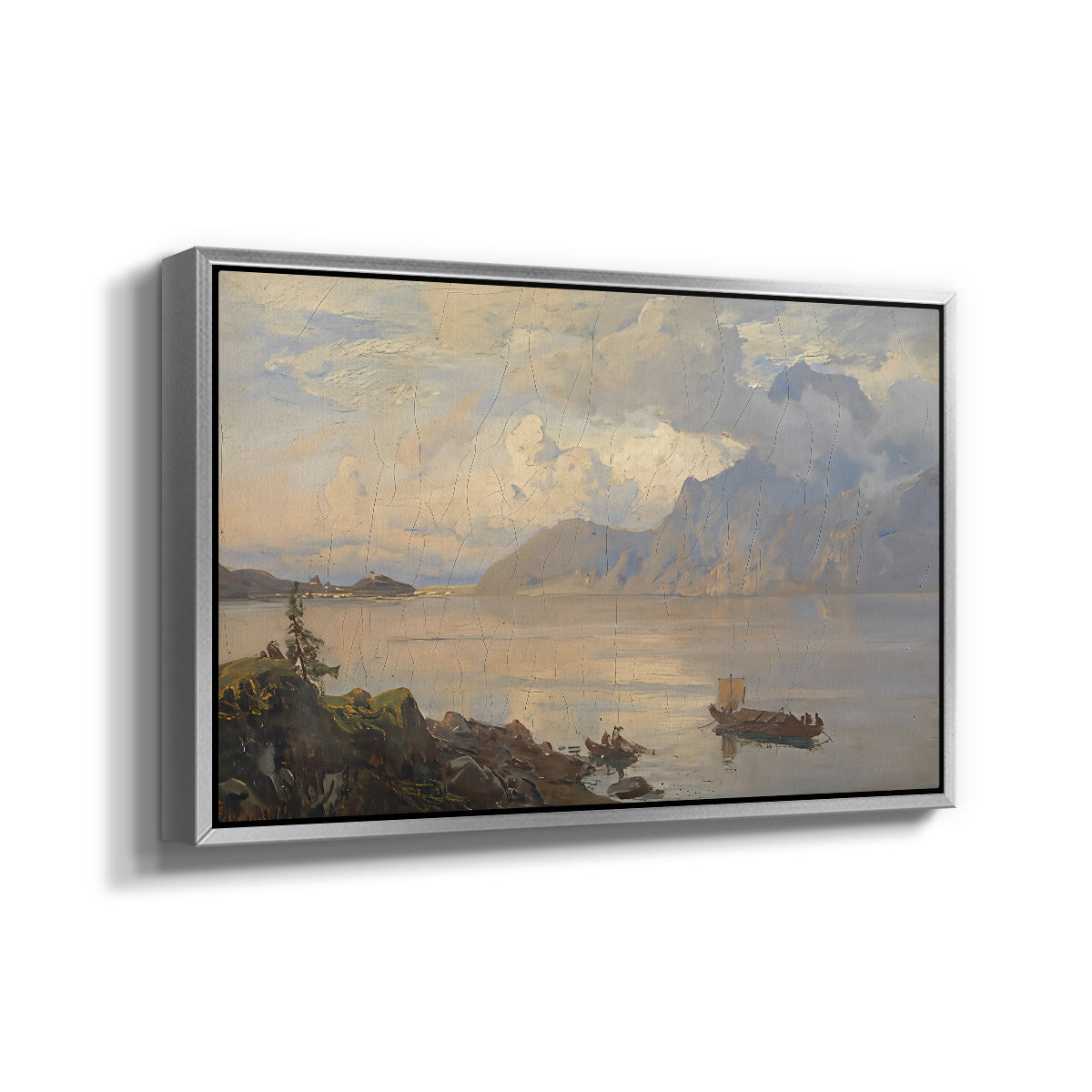 Traunsee, 1871 - Floater Framed Canvas Print
