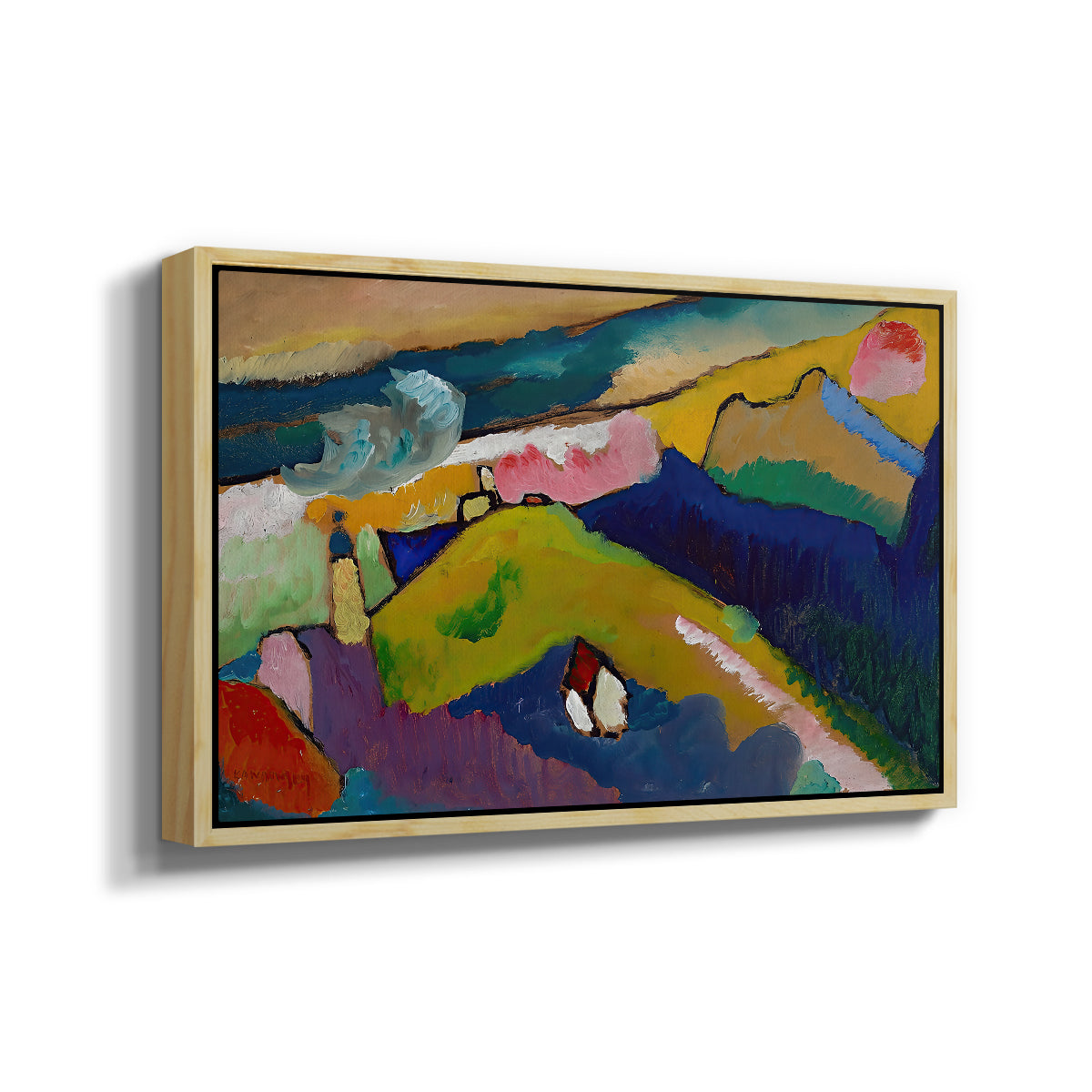Murnau Mountain Landscape with Church, 1910 - Floater Framed Canvas Print
