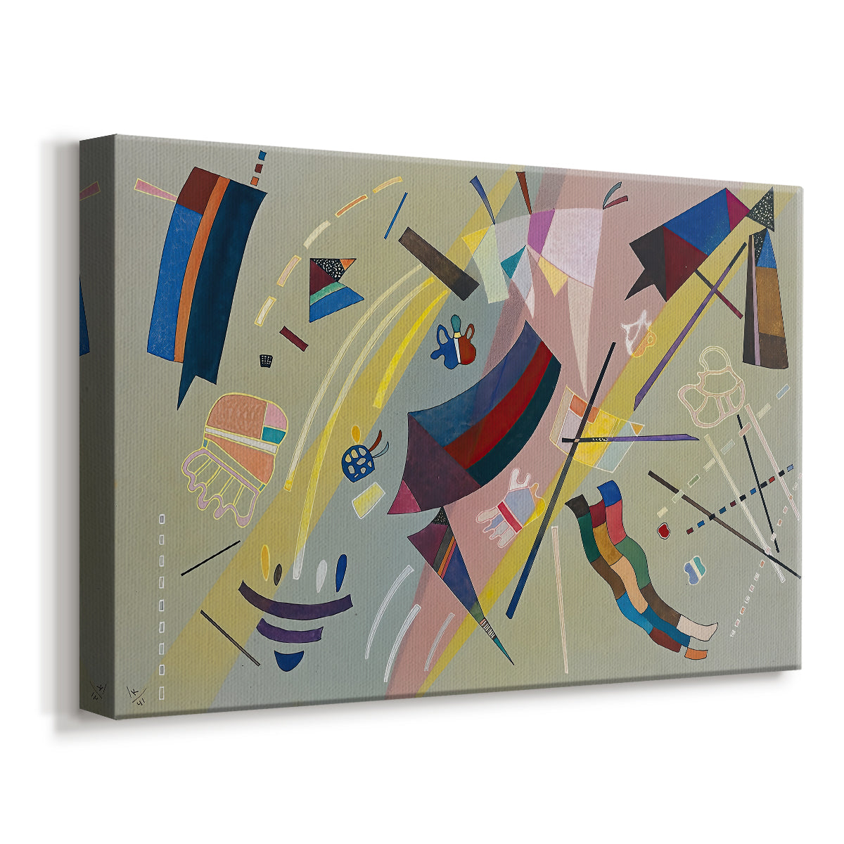 Canvas art print featuring a modernist design emphasizing structure and spatial balance, displayed at an angle