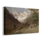 Canvas art print featuring an expansive view of Caucasus mountains under open sky, displayed at an angle