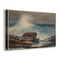 Canvas art print featuring a coastal scene showing water advancing toward land, displayed at an angle