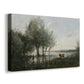 Canvas art print featuring a tranquil wetland scene with reflections and vegetation, displayed at an angle