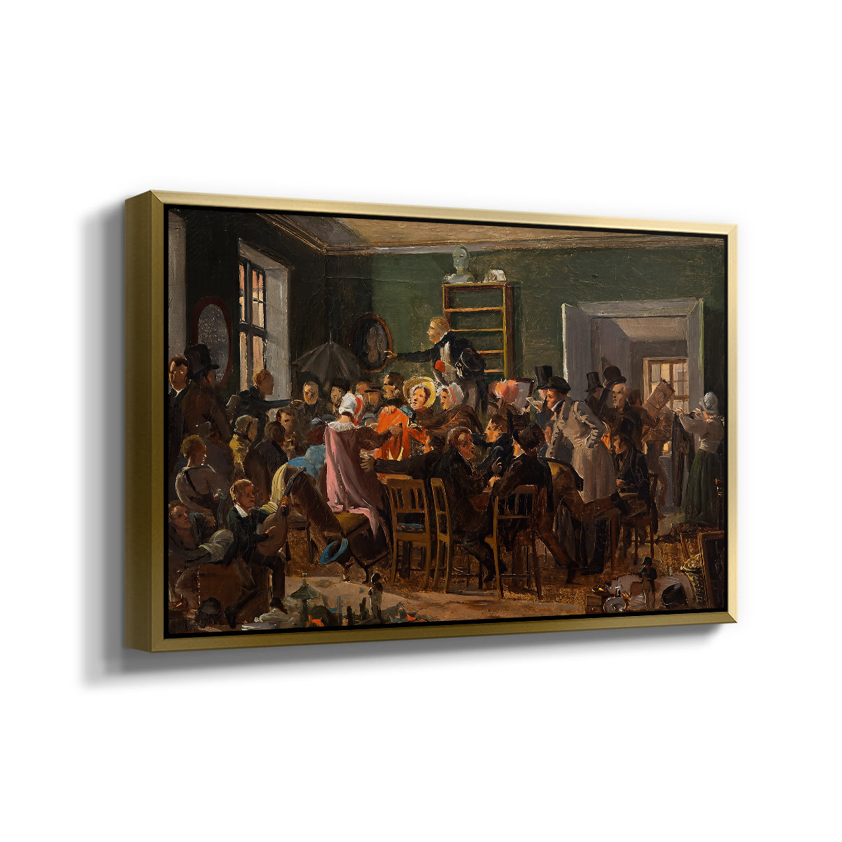 An Auction Scene, 1835 - Floater Framed Canvas Print