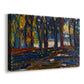 Canvas art print featuring an expressive scene emphasizing seasonal color and vertical forms, displayed at an angle