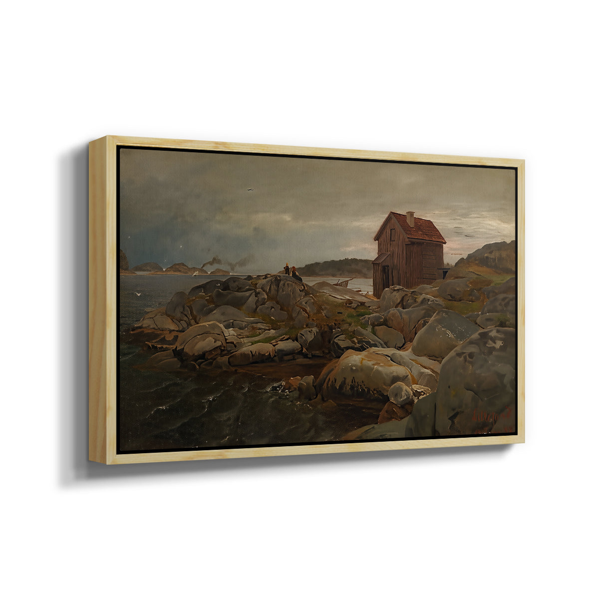A Fisherman's Home, Lillesand, 1858 - Floater Framed Canvas Print