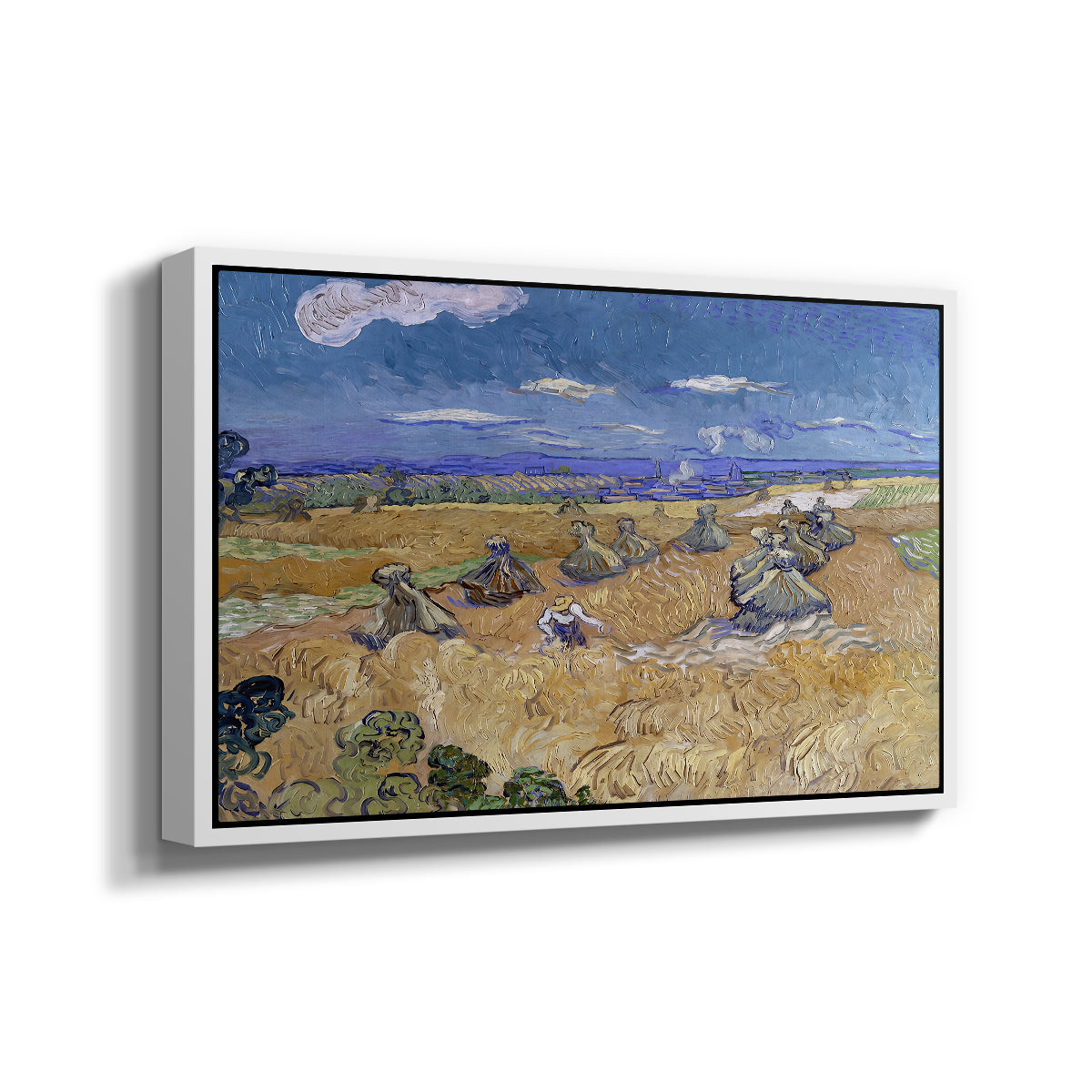Wheat Field with Reaper, Auvers, 1888 - Floater Framed Canvas Print