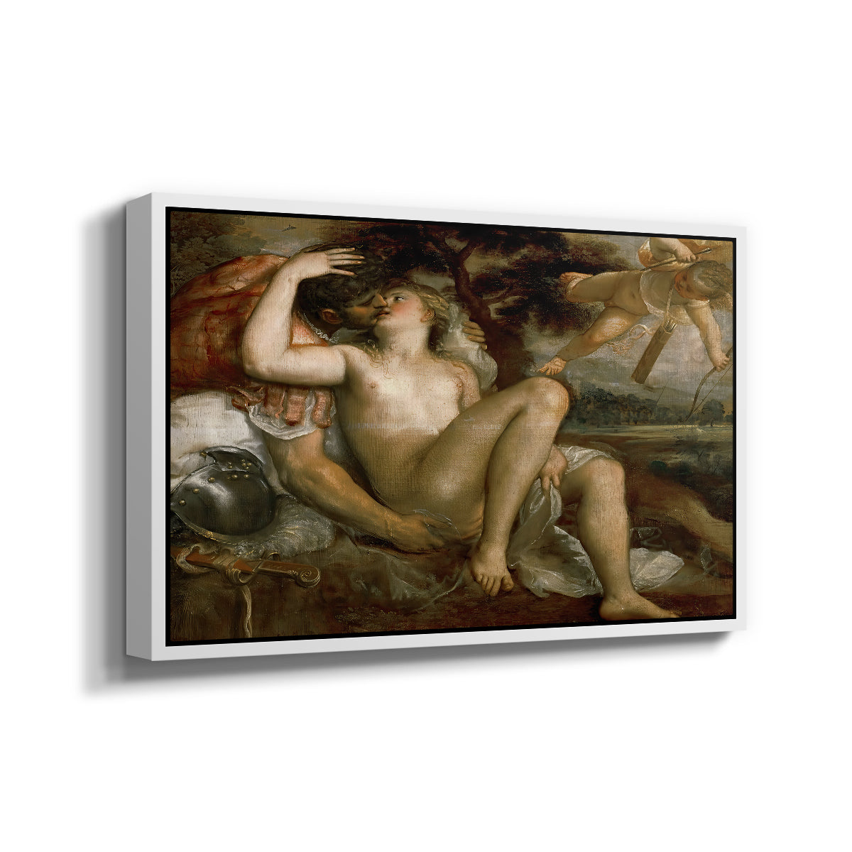 Mars, Venus and Cupid, c. 1530 - Floater Framed Canvas Print