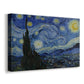 Canvas art print featuring an expressive nocturnal landscape with glowing celestial patterns, displayed at an angle