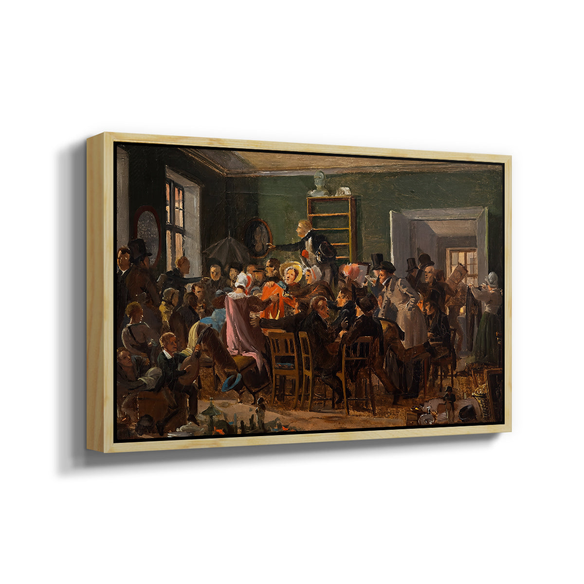 An Auction Scene, 1835 - Floater Framed Canvas Print