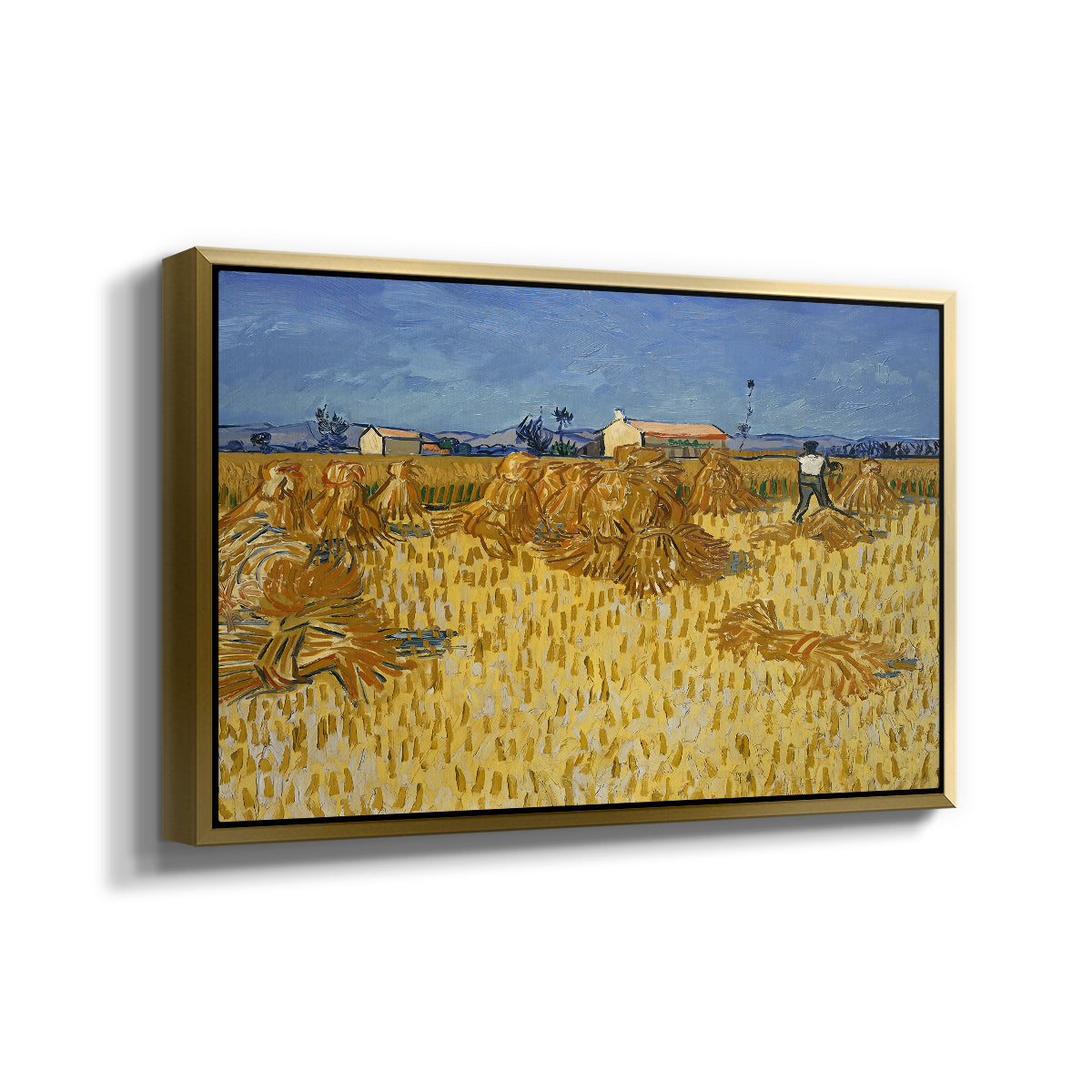 Wheat Field with Sheaves (Harvest in Provence), 1888 - Floater Framed Canvas Print