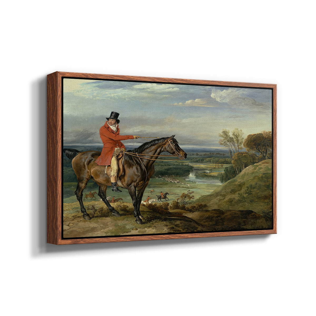 John Levett Hunting at Wychnor, Staffordshire, 1818 - Floater Framed Canvas Print
