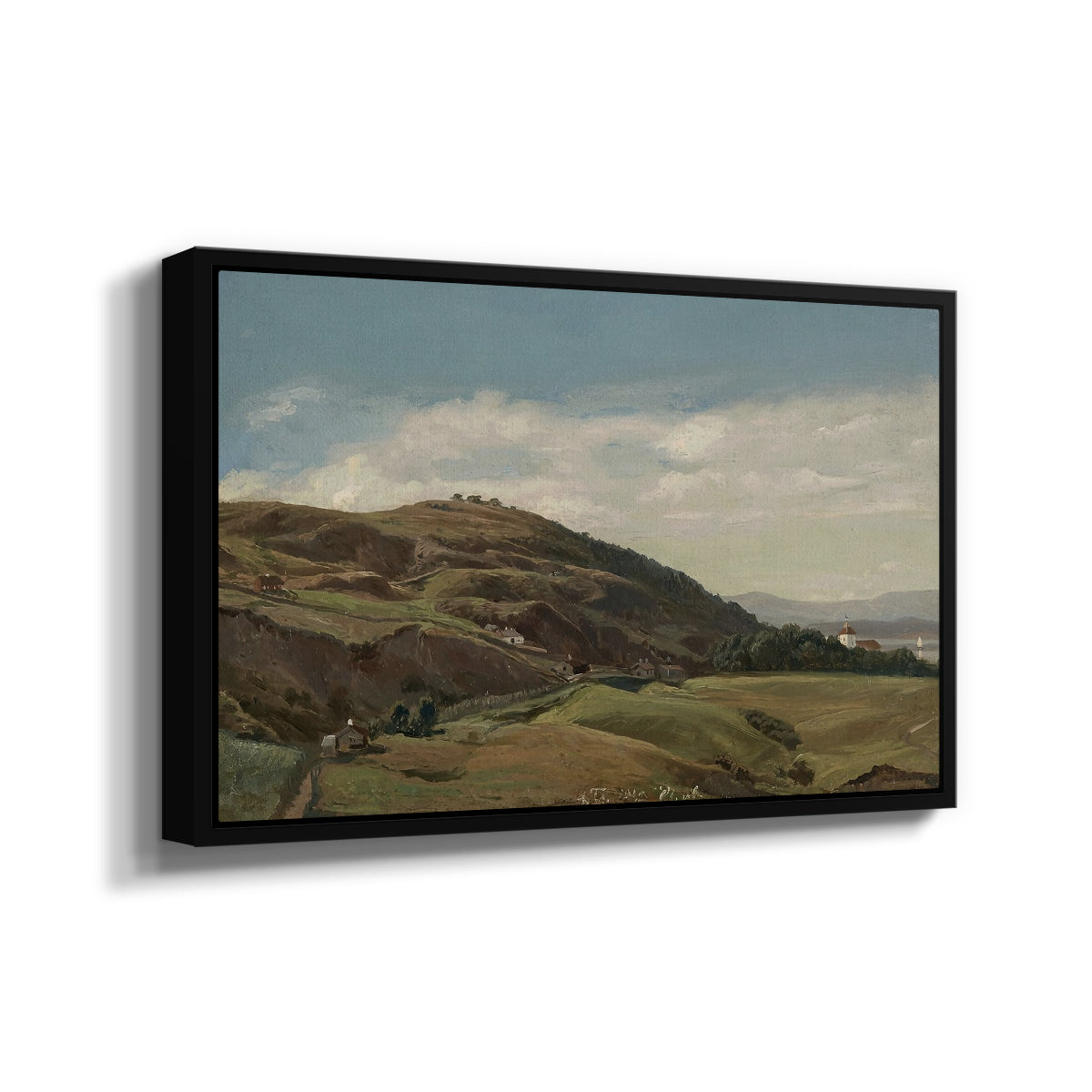 Ekeberg and Oslo Church, 1852 - Floater Framed Canvas Print