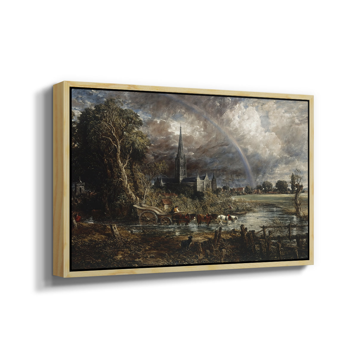 Salisbury Cathedral from the Meadows (Detail), 1831 - Floater Framed Canvas Print