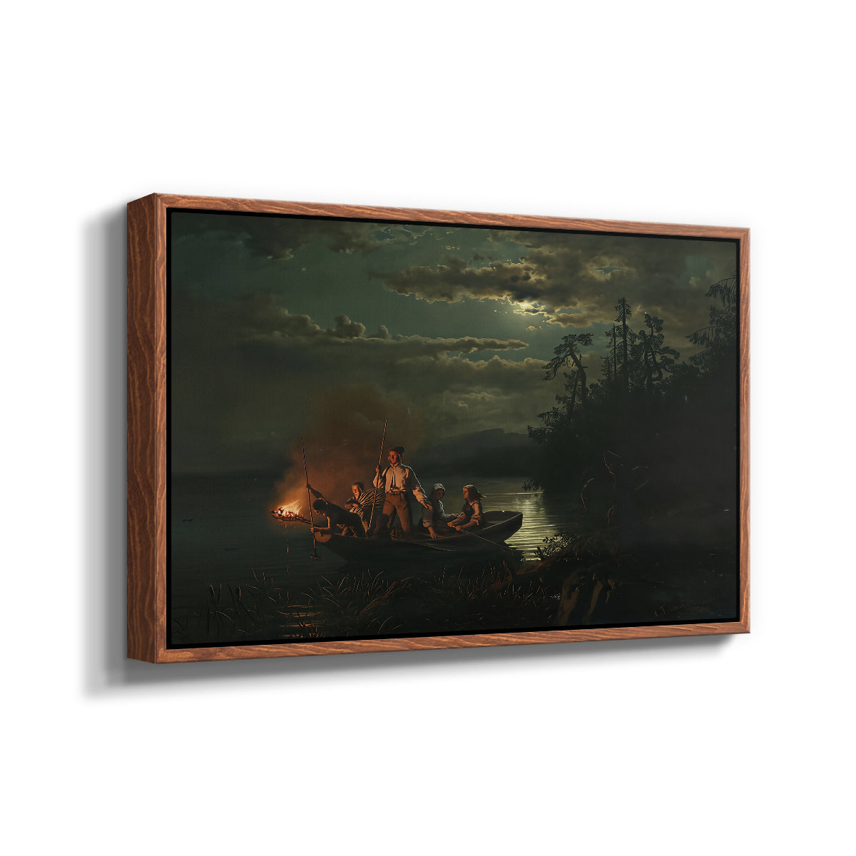 Spear Fishing on Lake Krøderen, 1851 - Floater Framed Canvas Print