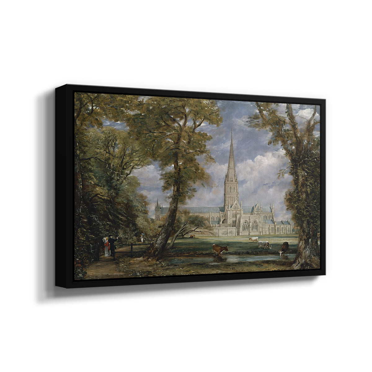 Salisbury Cathedral from the Bishop's Grounds, c. 1825 - Floater Framed Canvas Print