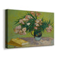Canvas art print featuring an expressive floral composition with objects arranged on table, displayed at an angle