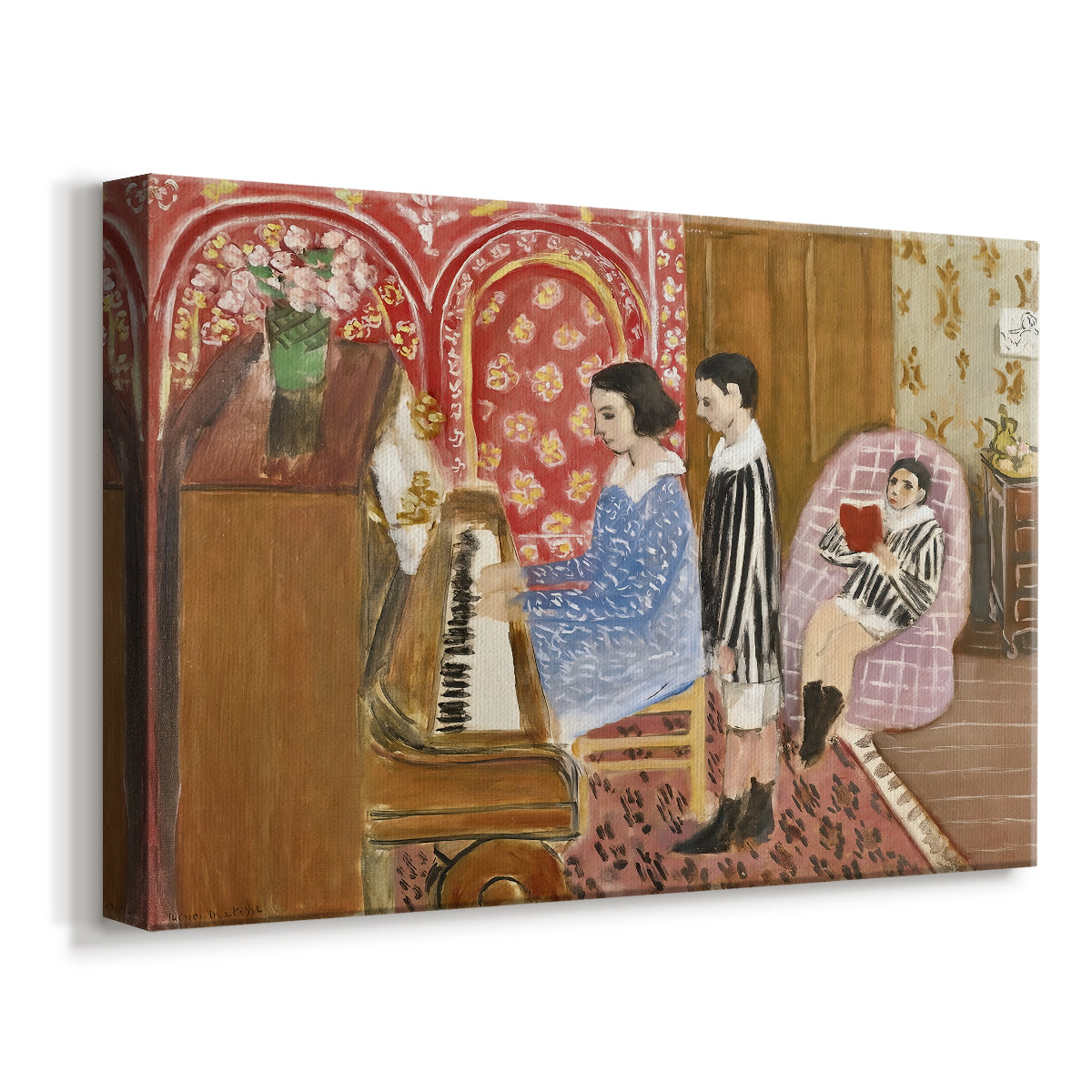 Canvas art print featuring a Fauvist domestic composition centered on music, displayed at an angle