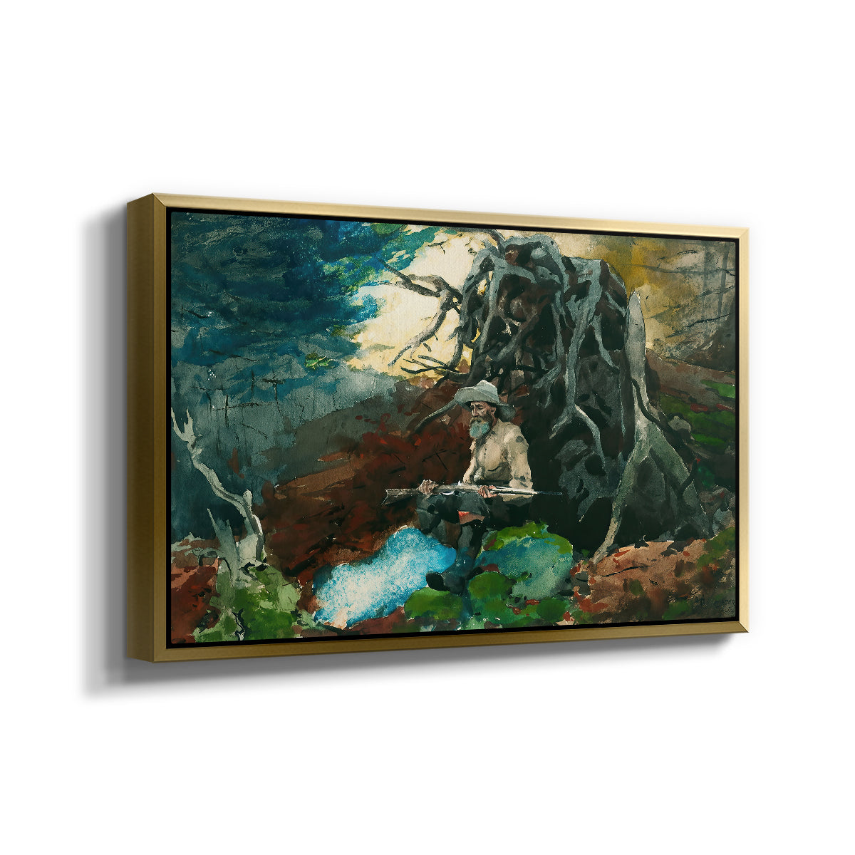 Campfire, Adirondacks, 1892 - Floater Framed Canvas Print