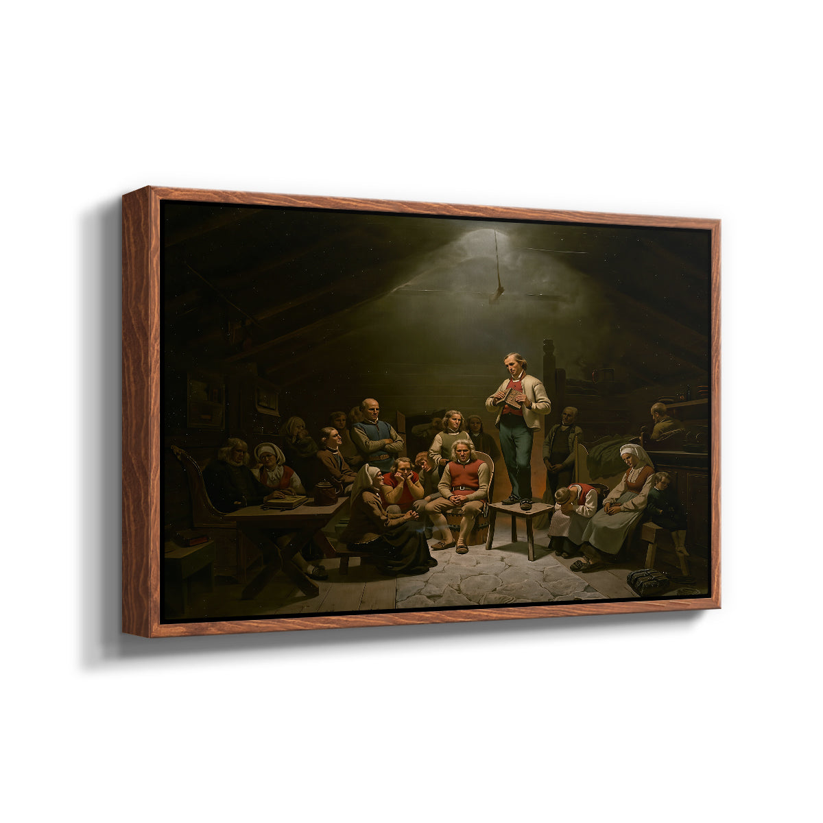 Low Church Devotion (Haugianerne), 1848 - Floater Framed Canvas Print
