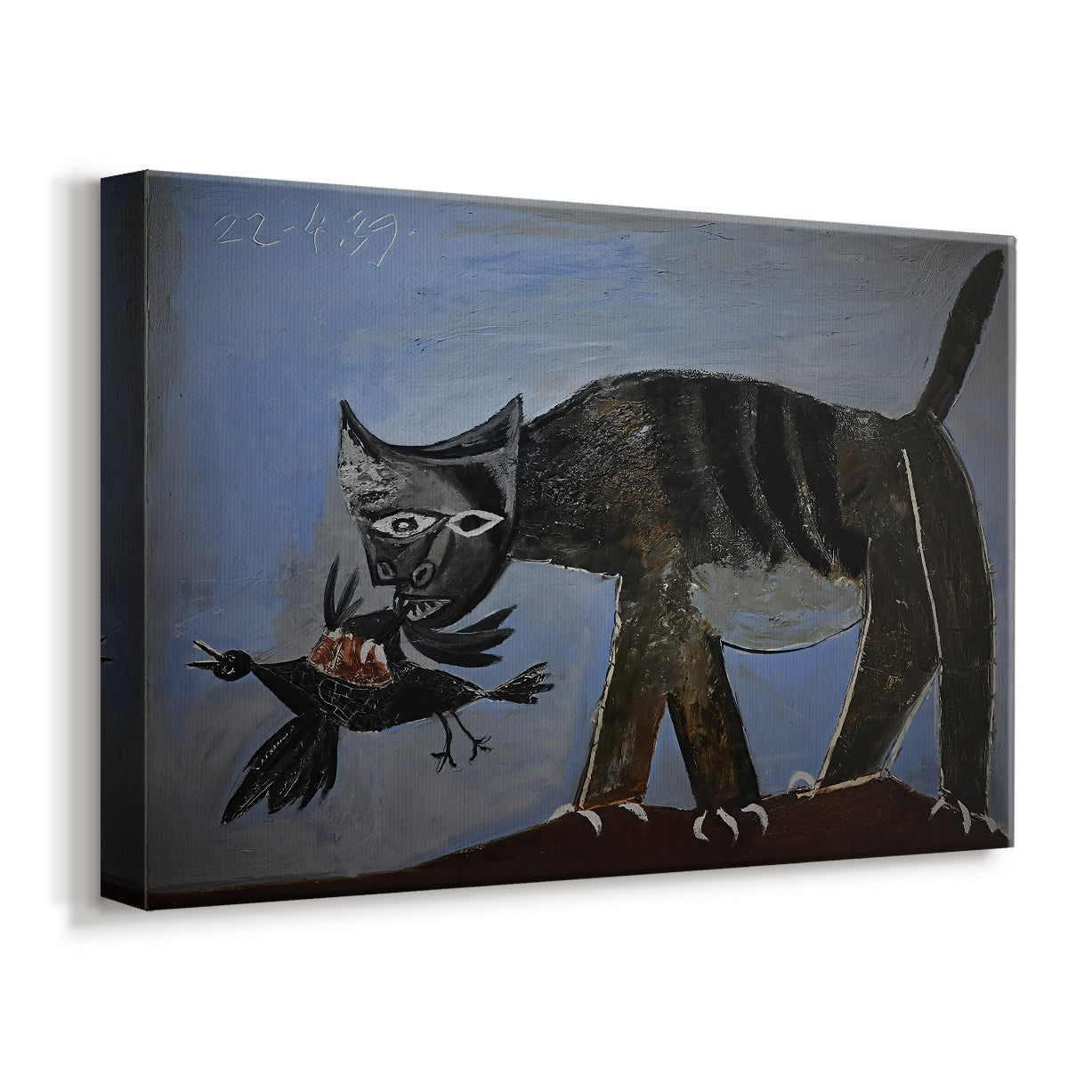 Canvas art print featuring a dynamic animal pursuit scene, displayed at an angle
