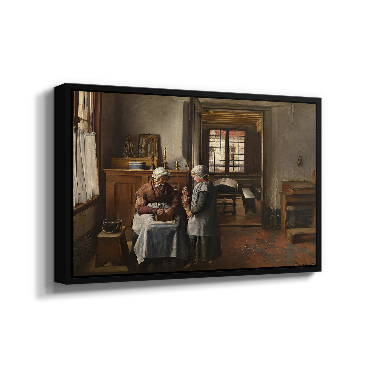 Grandmother's Feast, 1873 - Floater Framed Canvas Print