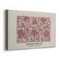 Canvas art print featuring a decorative design combining botanical motifs with structured layout, displayed at an angle