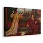 Canvas art print featuring a symbolic scene of figure enclosed within decorative surroundings, displayed at an angle