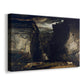 Canvas art print featuring a rugged landscape with steep rock formations and depth, displayed at an angle