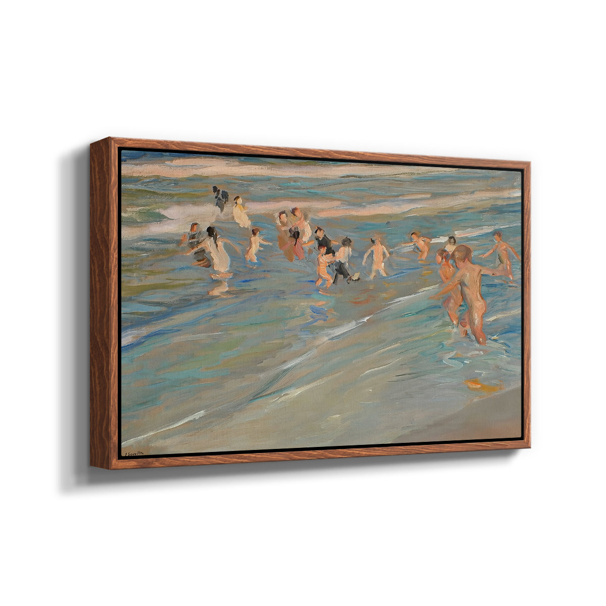 Children Playing on the Beach in Valencia, c. 1908 - Floater Framed Canvas Print