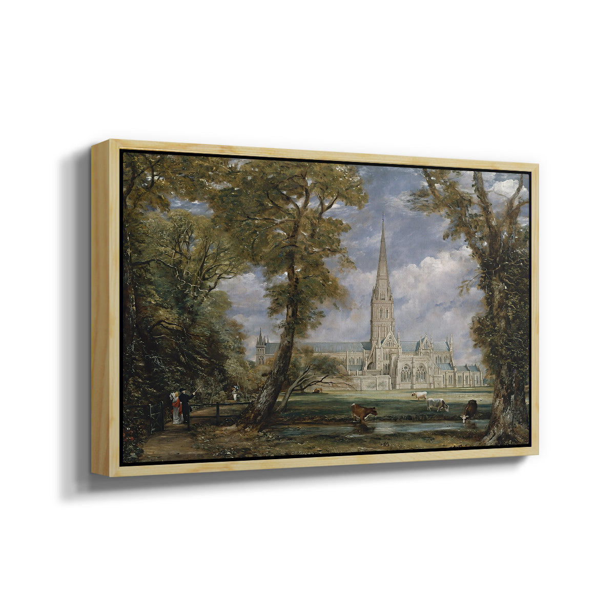 Salisbury Cathedral from the Bishop's Grounds, c. 1825 - Floater Framed Canvas Print