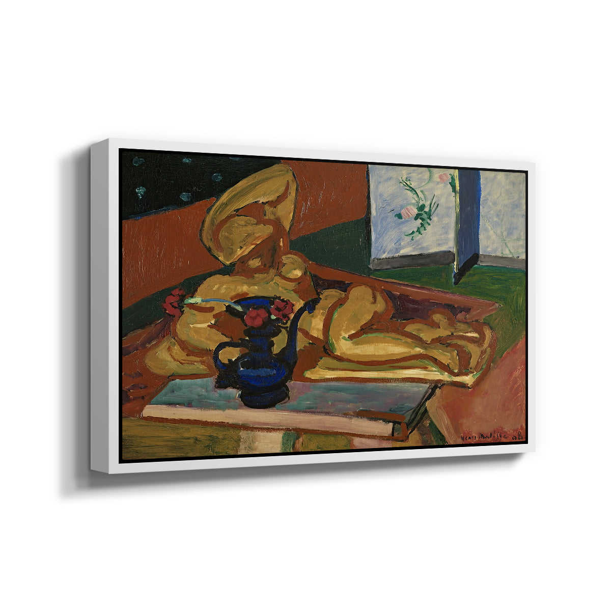 Sculpture and Persian Vase (The Bronze Figure), 1908 - Floater Framed Canvas Print