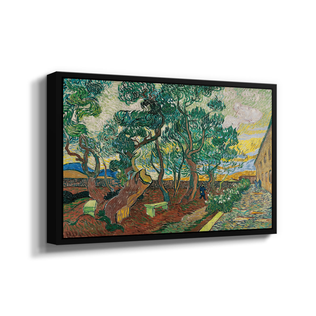 The Garden of Saint-Paul Hospital, 1889 - Floater Framed Canvas Print