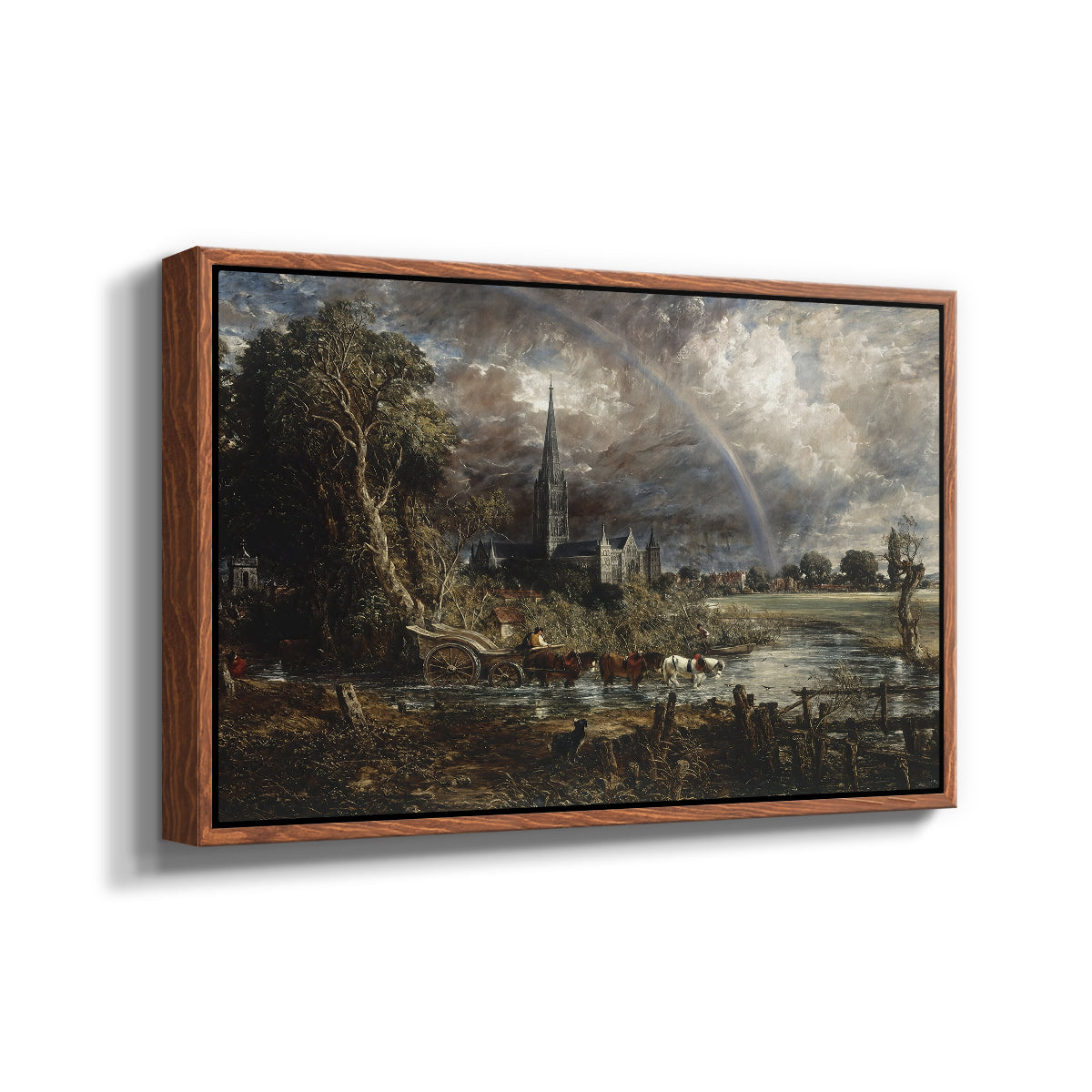 Salisbury Cathedral from the Meadows (Detail), 1831 - Floater Framed Canvas Print