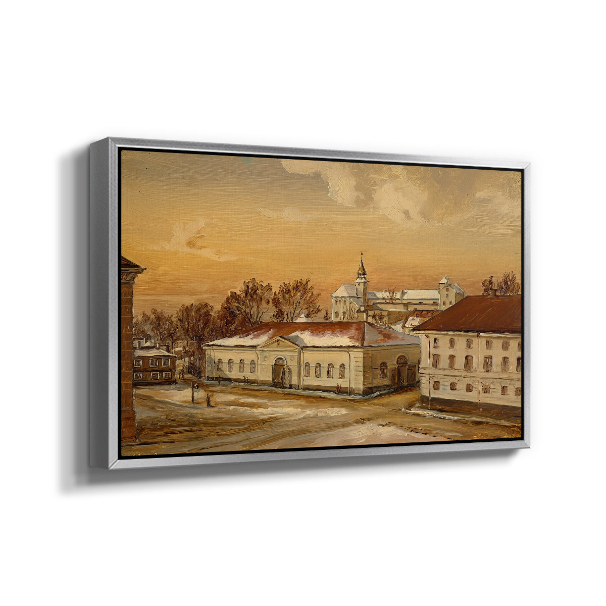The Riding School at Akershus Castle, 1846 - Floater Framed Canvas Print