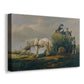 Canvas art print featuring a pastoral farm activity, displayed at an angle