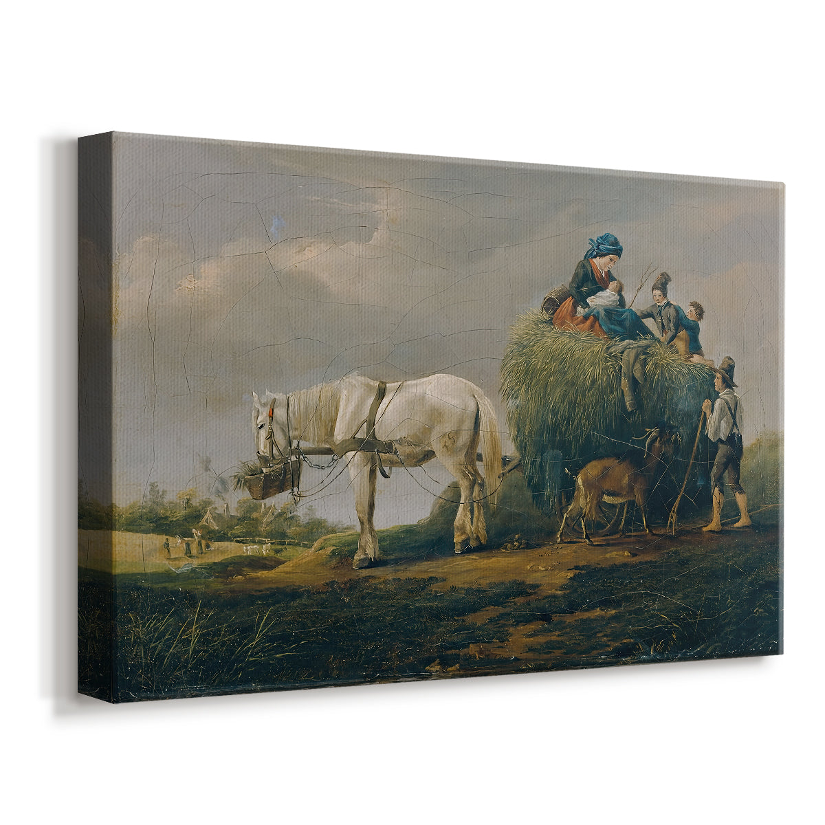 Canvas art print featuring a pastoral farm activity, displayed at an angle