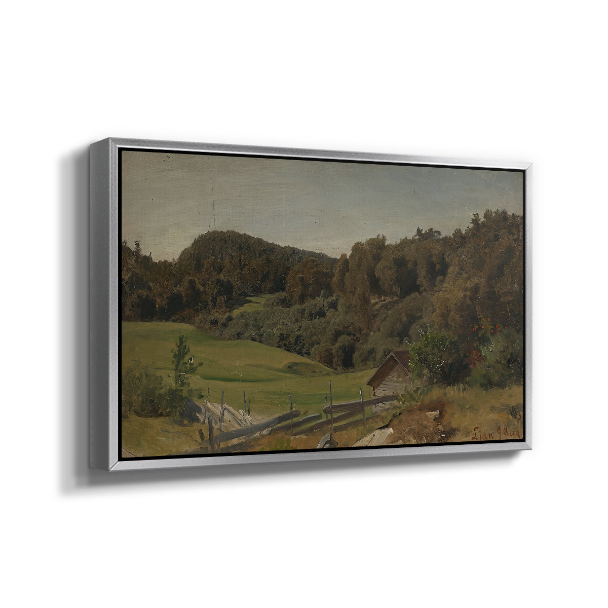 Landscape at Ljan, 1858 - Floater Framed Canvas Print