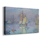 Canvas art print featuring a coastal scene with bold sail, displayed at an angle