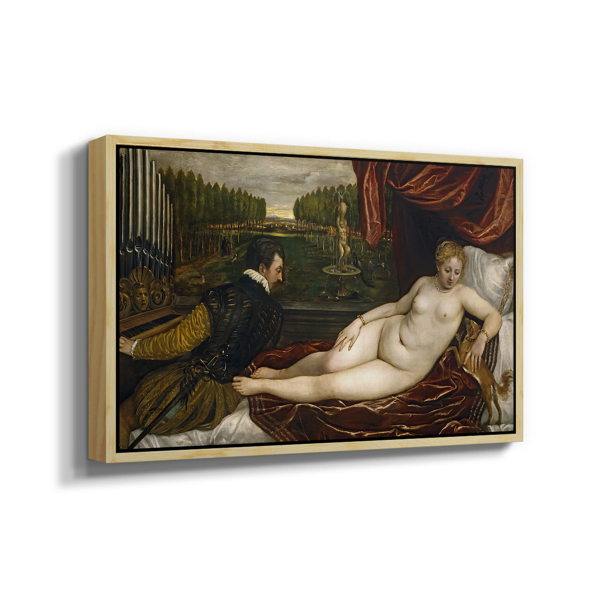 Venus with an Organist and a Dog, c. 1550 - Floater Framed Canvas Print