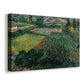 Canvas art print featuring an expressive landscape with flowers and open countryside, displayed at an angle