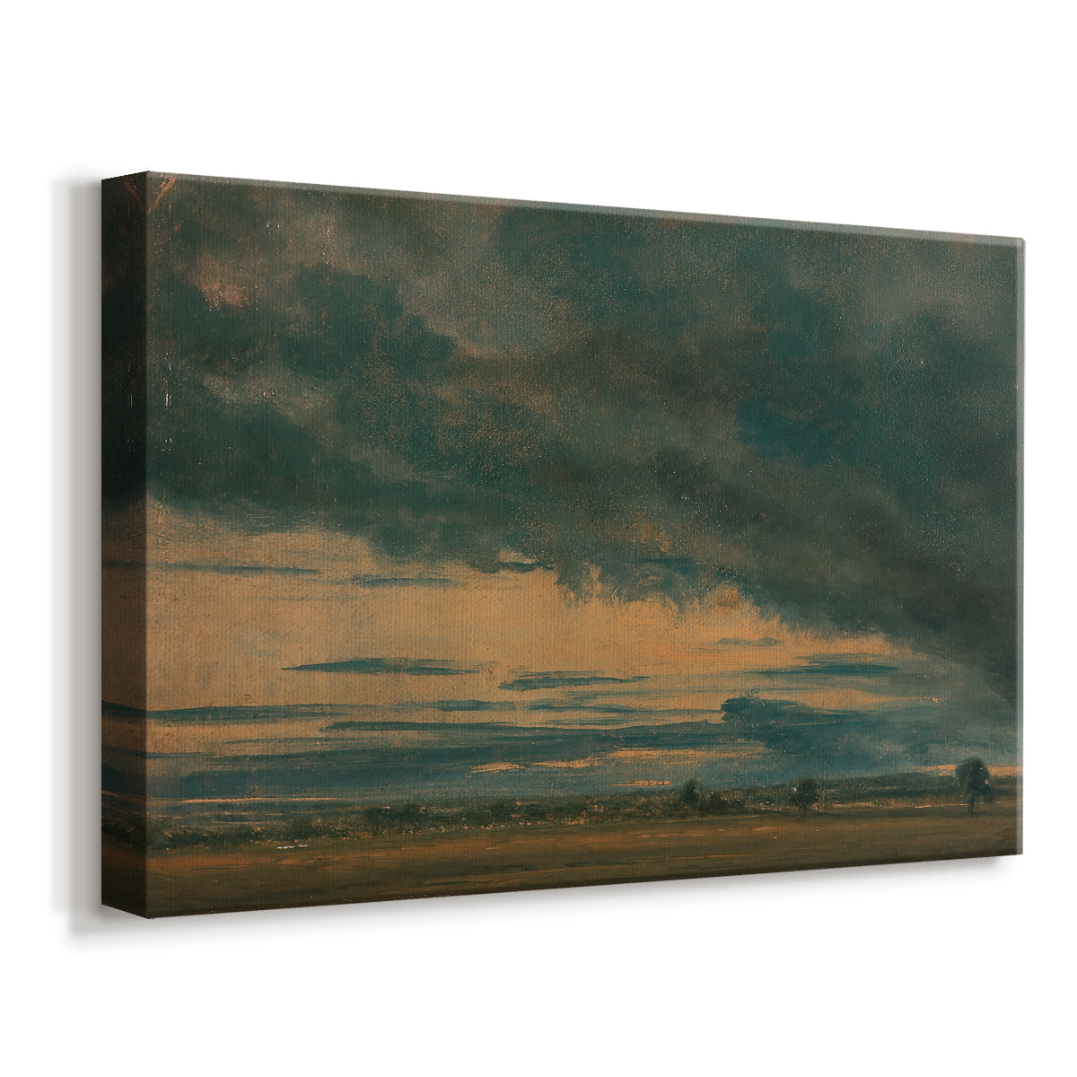 Canvas art print featuring an atmospheric cloud study emphasizing movement, displayed at an angle