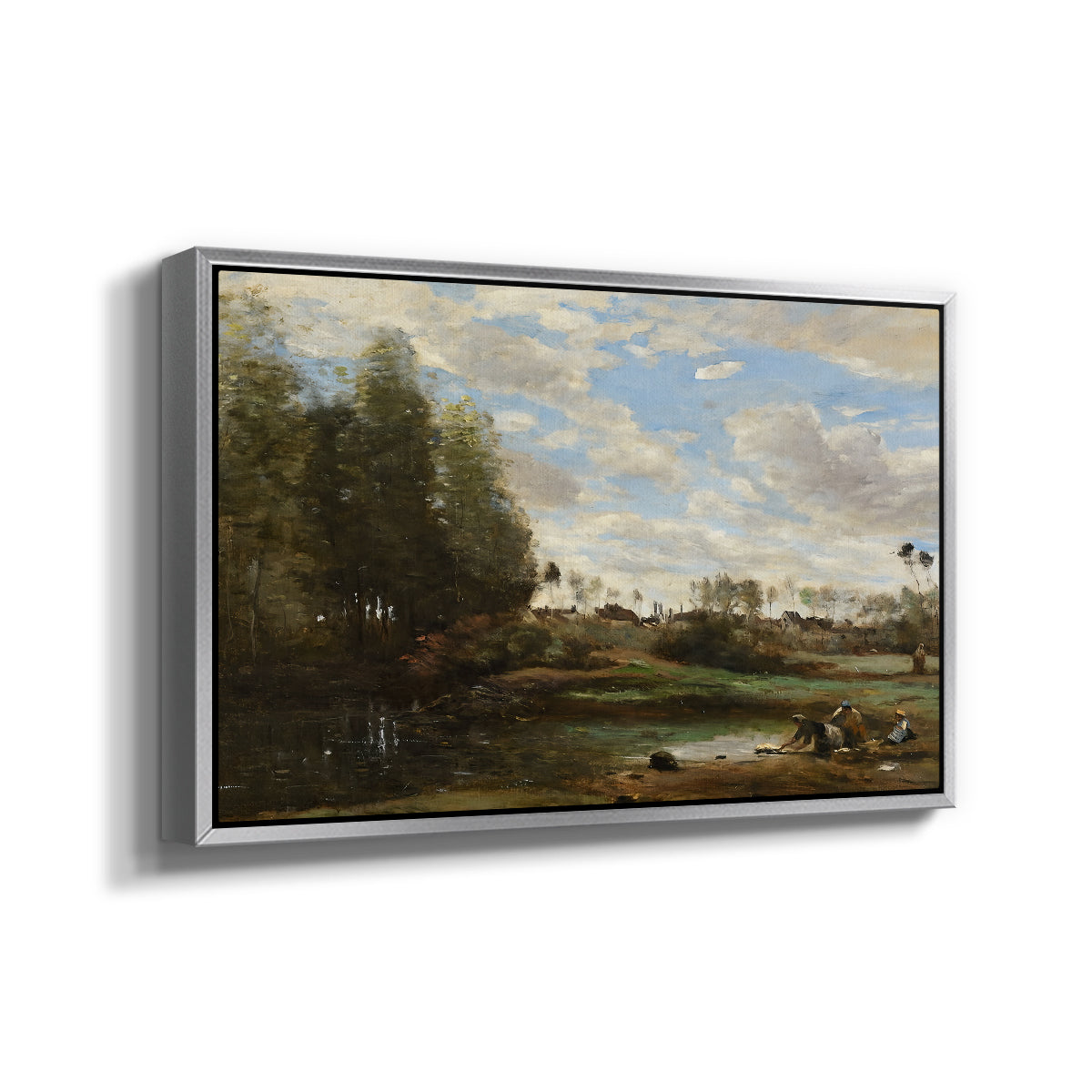 Washerwomen at the Water's Edge, c. 1860-1870 - Floater Framed Canvas Print