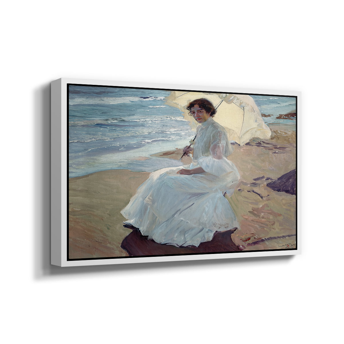 Clotilde on the Beach, 1904 - Floater Framed Canvas Print