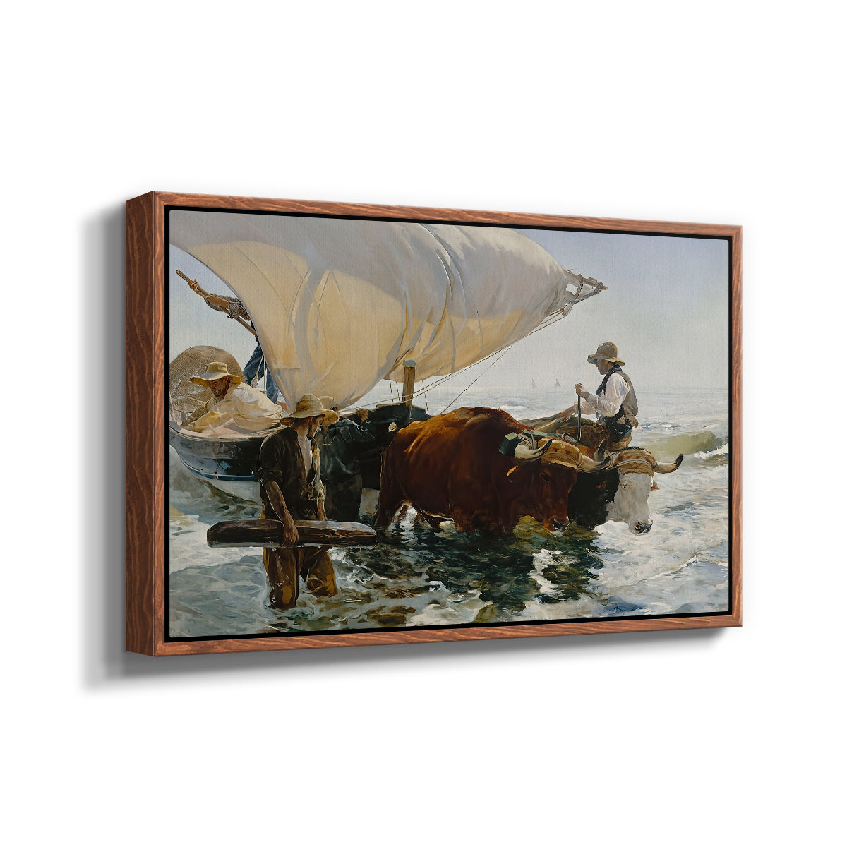 The Return from Fishing: Hauling the Boat, 1894 - Floater Framed Canvas Print