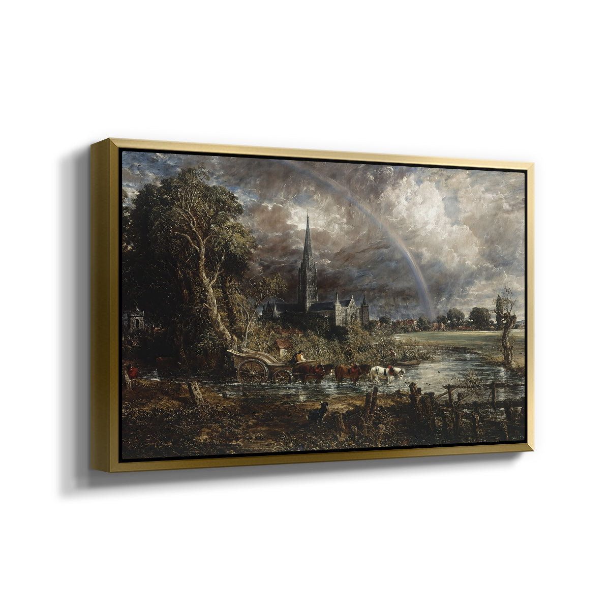 Salisbury Cathedral from the Meadows (Detail), 1831 - Floater Framed Canvas Print